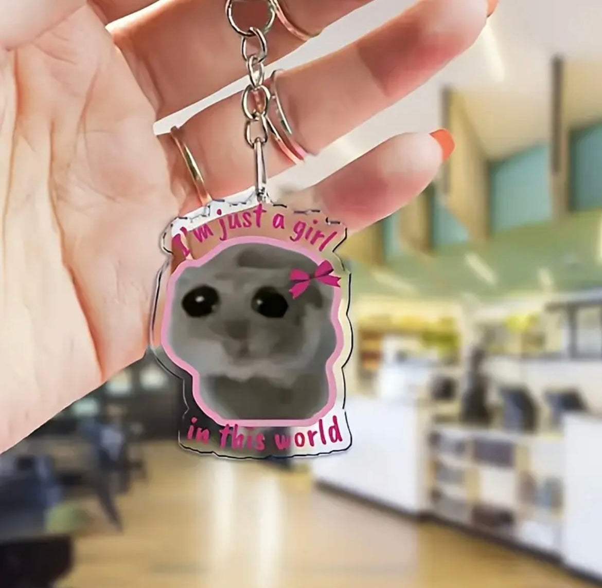 Sad hamster keychains
