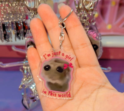 Sad hamster keychains