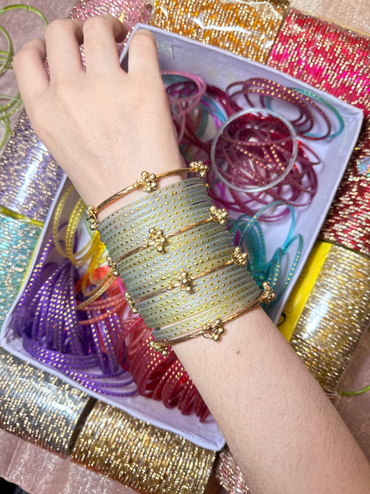 Sage green Raindrop Bangles