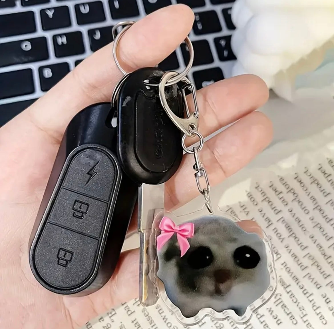 Sad hamster keychains