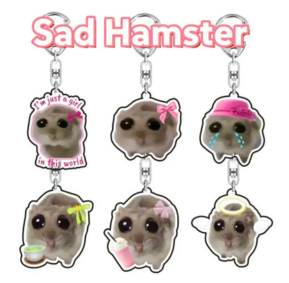 Sad hamster keychains