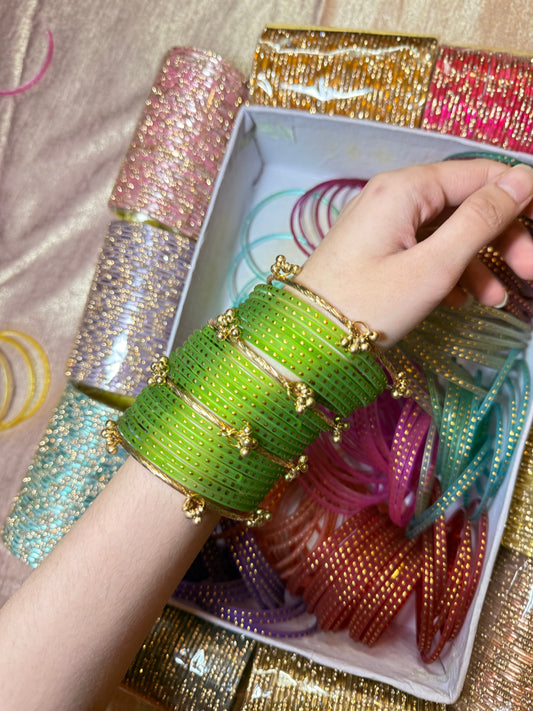 Green Raindrop Bangles