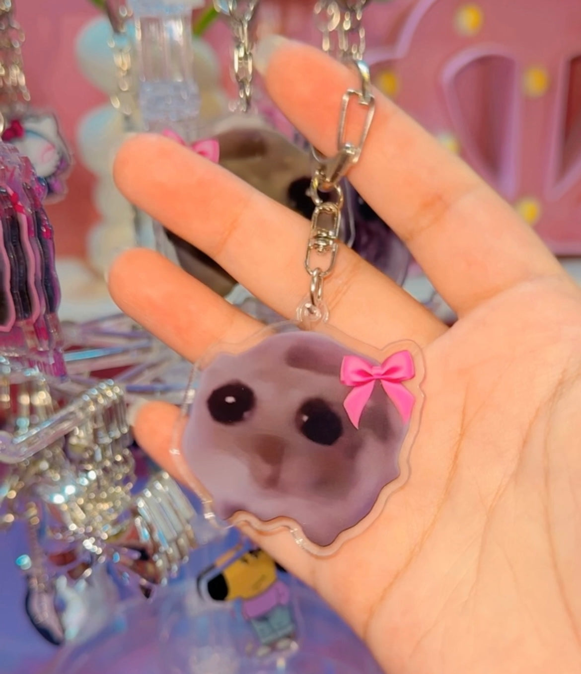 Sad hamster keychains