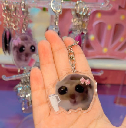 Sad hamster keychains
