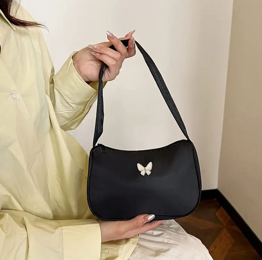 Black Shoulder bag with butterfly charm